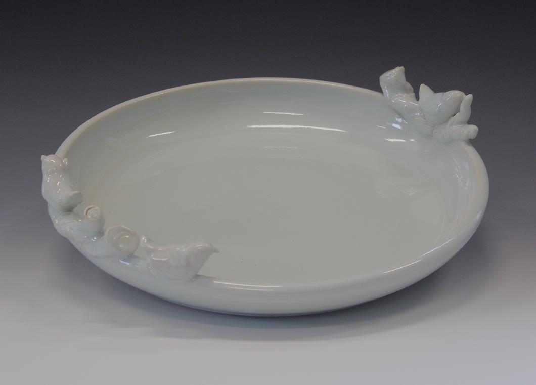 Three Birds and Twig Motif Serving or Baking Dish