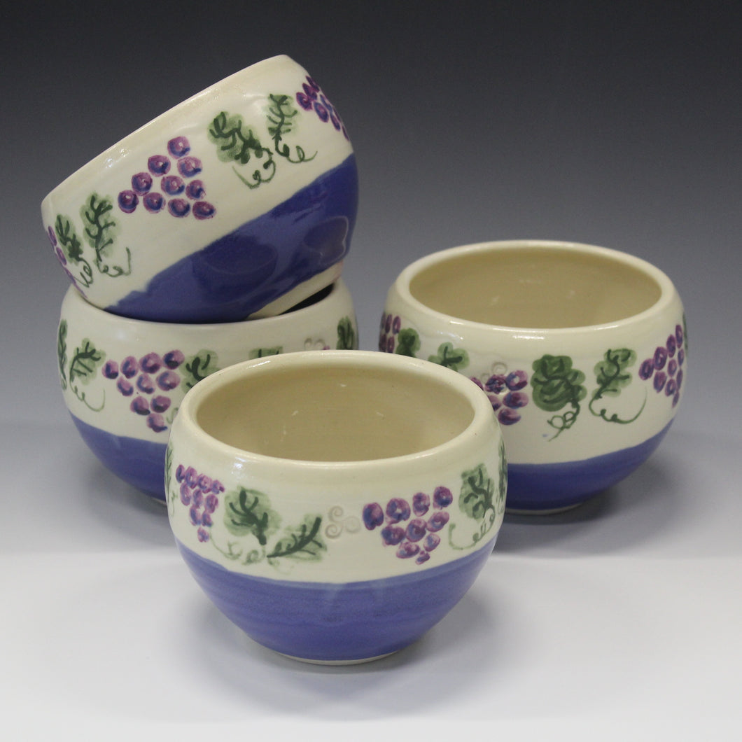 A Grape Motif Hand Painted Tea Bowl. Price per Bowl.