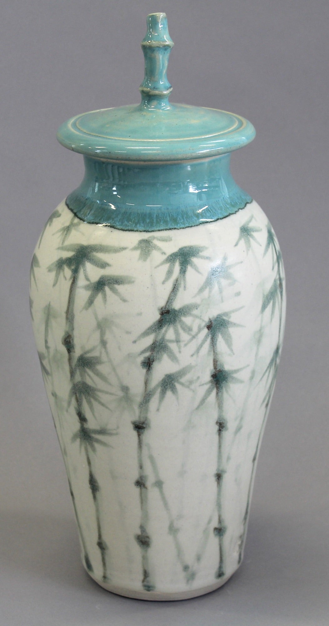 Tall Lidded Jar with Bamboo Brushwork